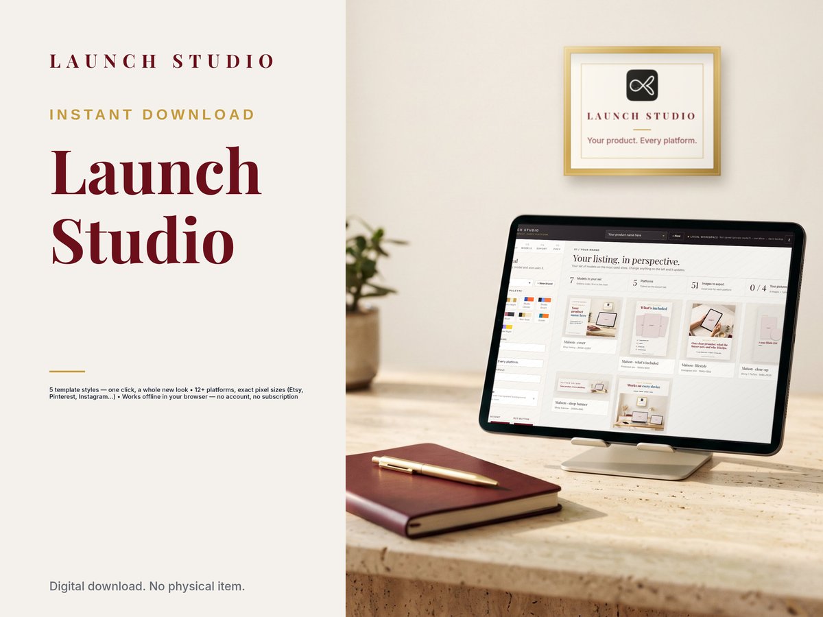 Launch Studio — listing image maker for digital products with 5 template styles